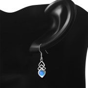 Synthetic Azure Opal Celtic Silver Earrings Set - e309